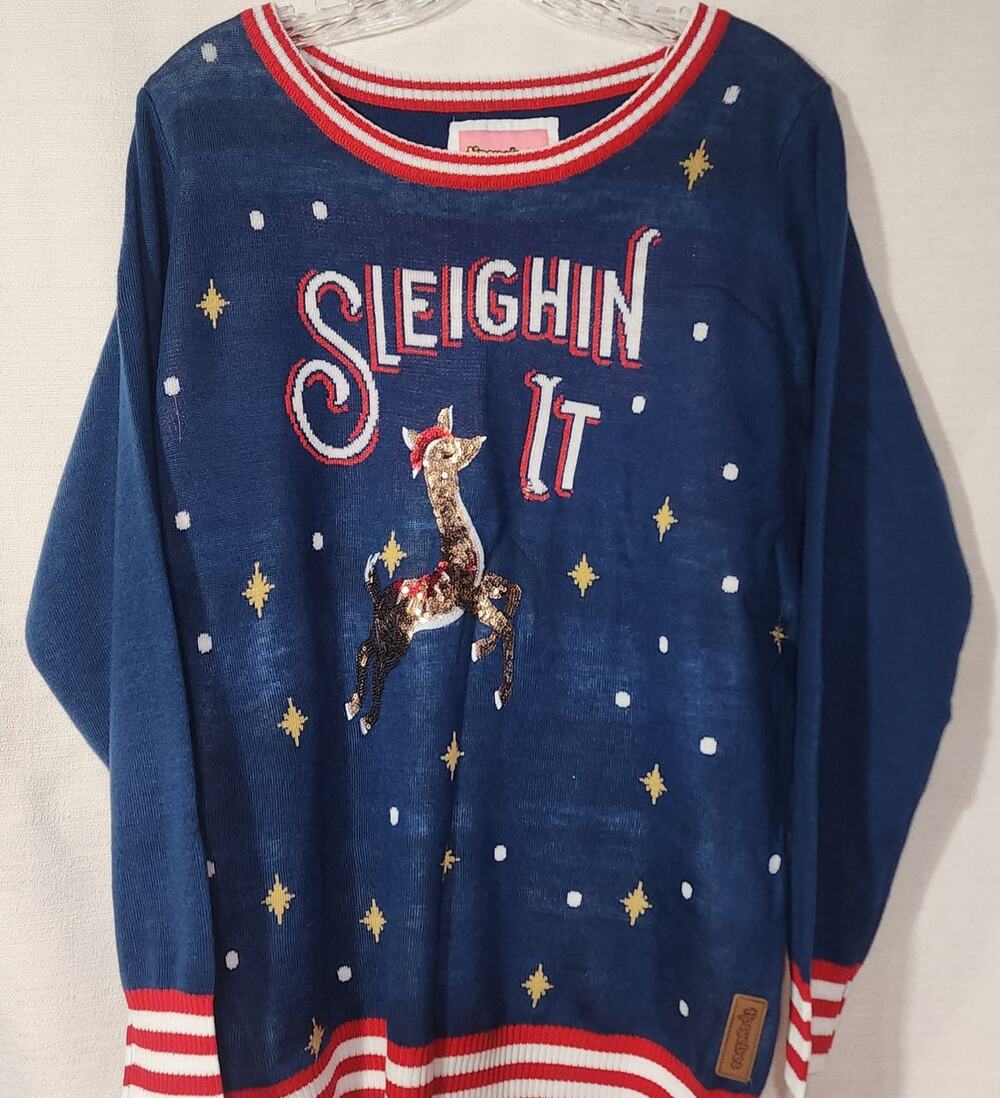Sleighin it knitted sweater by tipsy elves sweater women's Large